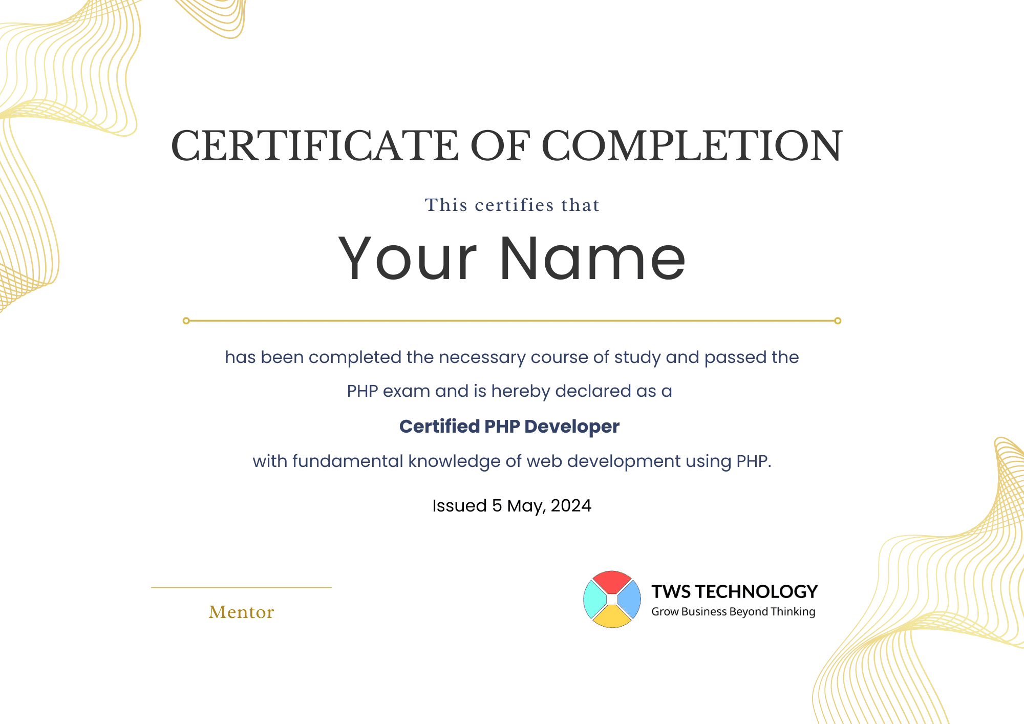 TWS-Certificate-PHP